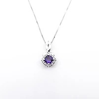 10K White Gold Amethyst & Diamond Pendant