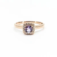 10K Rose Gold 0.35cttw Genuine Amethyst & 0.07cttw Diamond Halo Ring, size 7
