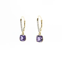 10K Yellow Gold Amethyst & Diamond 0.04cttw Earrings