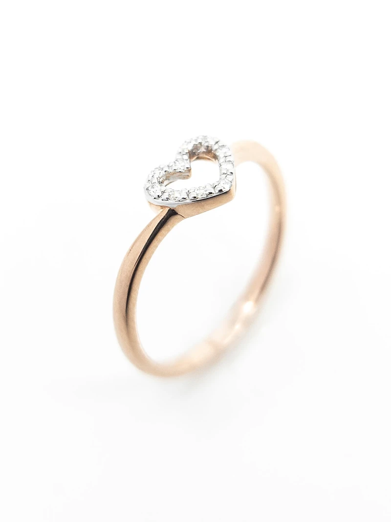 10K Rose Gold 0.05cttw Diamond Heart Ring, Size 6.5 - 4.5