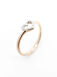 10K Rose Gold 0.05cttw Diamond Heart Ring, Size 6.5 - 4.5