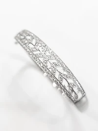 10K White Gold 0.56cttw Diamond Bangle, 7"