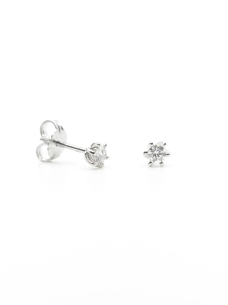 10K White Gold 0.16cttw Round Cut Canadian Diamond Stud Earrings