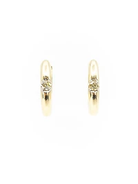 10K Yellow Gold 0.06cttw Round Cut Canadian Diamond Hoop Huggie Hinged Earring