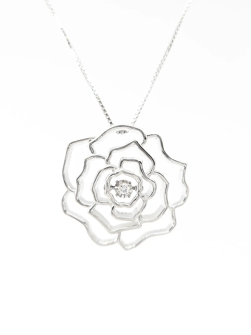Sterling Silver 0.04cttw Canadian Diamond Necklace, 18"
