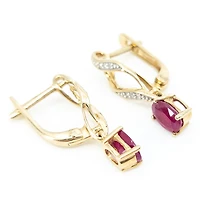 10K Yellow Gold Ruby & Diamond Earrings
