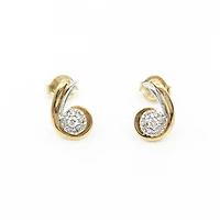 10K Two Tone Yellow and White Gold Diamond Earring