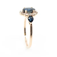 10K Rose Gold 1.50cttw Genuine Sapphire & 0.30cttw Diamonds Ring, size 6.5