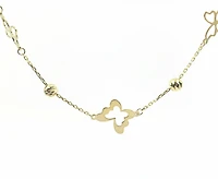10K Yellow Gold Butterfly Link Anklet - 10 Inches
