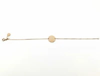 10K Rose Gold Link Chain with Circle Disc Engravable ID Bracelet - 7.25 Inches