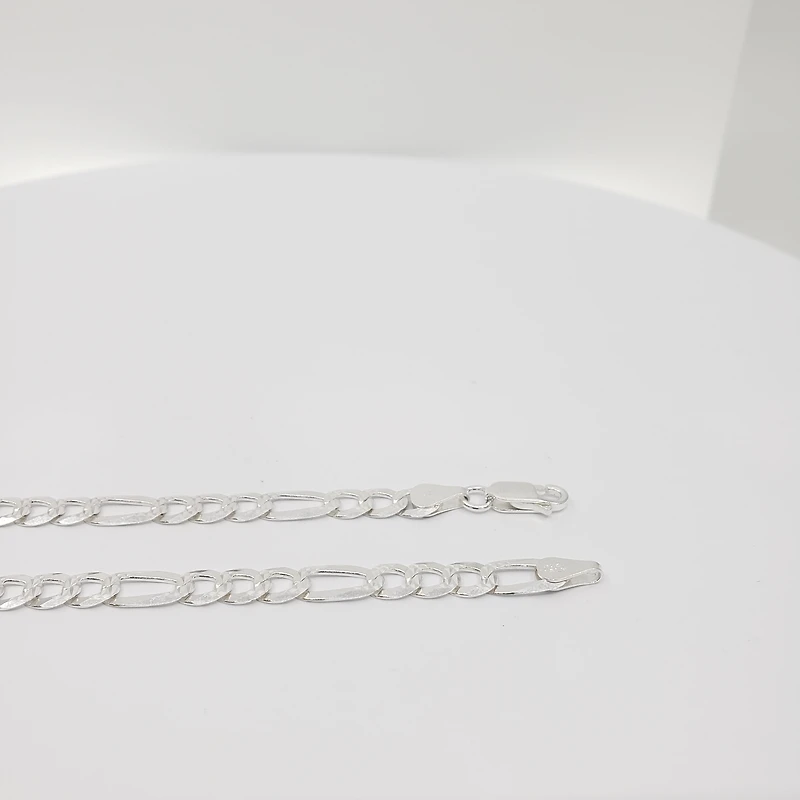925 Sterling Silver Polished Figaro Diamond Cut Chain - 22 Inches