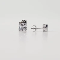 925 Sterling Silver Cubic Zirconia Stud with Butterfly Backs - 9mm x 7mm