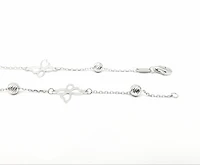 10K White Gold Butterfly Anklet Design with Lobster Clasp - 10 Inches