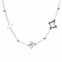 10K White Gold Butterfly Anklet Design with Lobster Clasp - 10 Inches