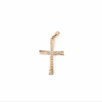 10K Rose Gold Cubic Zirconia Cross - 20mm x 14mm