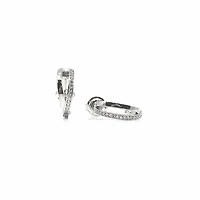 925 Sterling Silver Cubic Zirconia Double Channel Half Hoops - 14mm x 12mm