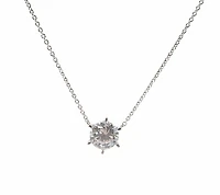 925 Sterling Silver 8mm Cubic Zirconia Solitaire Necklace - 18 Inches