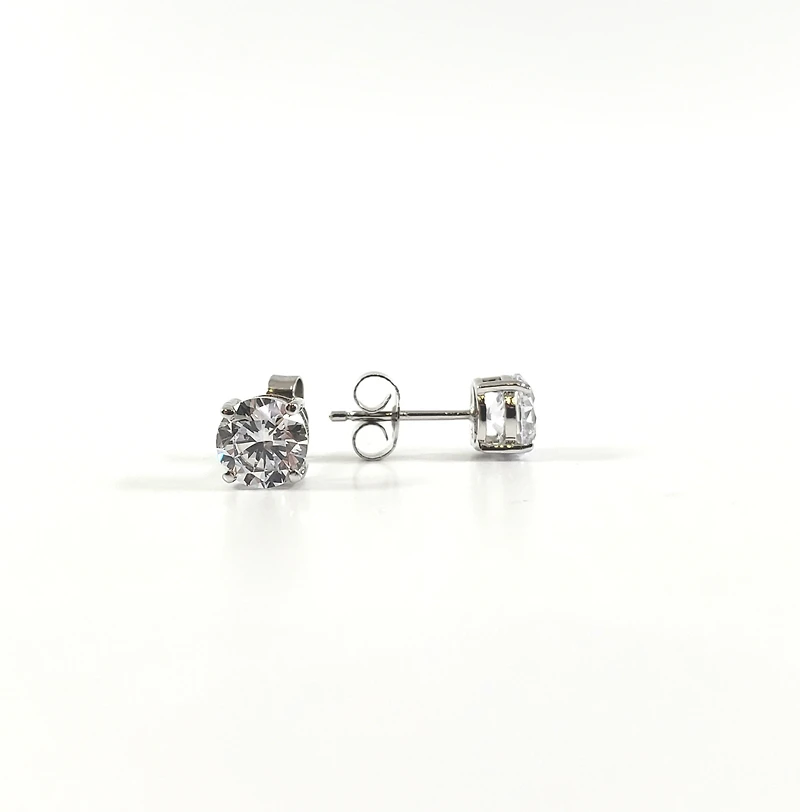 925 Sterling Silver 9mm Round Cubic Zirconia Stud Earrings