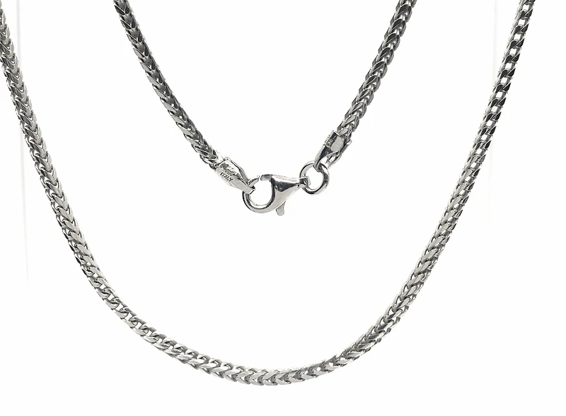925 Sterling Silver 2.6mm Rhodium Plated Franco Chain - 22 Inches