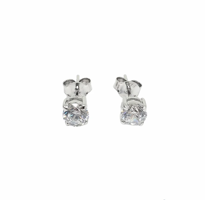 925 Sterling Silver 5mm Cubic Zirconia with 4 Claw Setting Stud Earrings