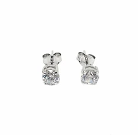 925 Sterling Silver 5mm Cubic Zirconia with 4 Claw Setting Stud Earrings