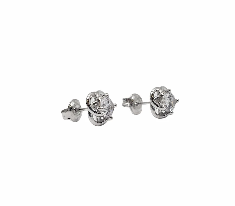 925 Sterling Silver 5mm Cubic Zirconia Knot Stud - 8mm x 8mm