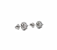 925 Sterling Silver 5mm Cubic Zirconia Knot Stud - 8mm x 8mm