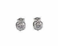 925 Sterling Silver 5mm Cubic Zirconia Knot Stud - 8mm x 8mm