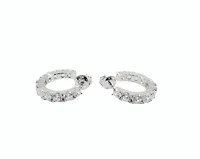 925 Sterling Silver 3.5mm Cubic Zirconia Half Hoop Studs - 18mm