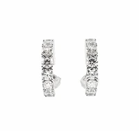 925 Sterling Silver 3.5mm Cubic Zirconia Half Hoop Studs - 18mm