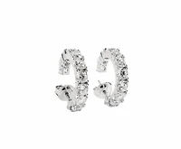 925 Sterling Silver 3.5mm Cubic Zirconia Half Hoop Studs - 18mm