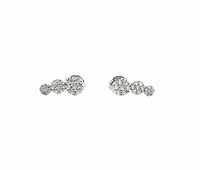 925 Sterling Silver Cubic Zirconia 3 Tier Drop Stud Earrings - 12mm x 5mm