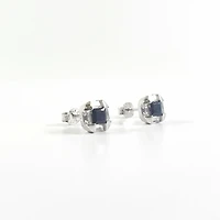 925 Sterling Silver Blue and Clear Cubic Zirconia Stud Earrings - 8mm x 8mm