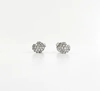 925 Sterling Silver Cubic Zirconia Pave Heart Stud - 7mm x 7mm