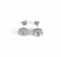 925 Sterling Silver 7mm Cubic Zirconia with Halo Studs - 10mm