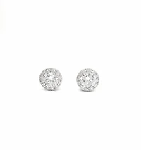 925 Sterling Silver 7mm Cubic Zirconia with Halo Studs - 10mm