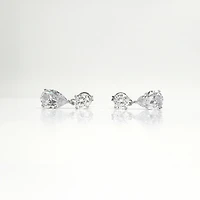 925 Sterling Silver 5.5mm round and 7mm x 10.5mm Tear Drop Cubic Zirconia Drop Earrings - 17.5mm x 7mm