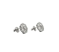925 Sterling Silver Cubic Zirconia Floral Stud Earrings - 10.5mm