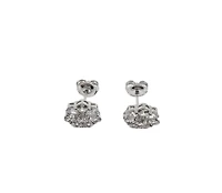 925 Sterling Silver Cubic Zirconia Floral Stud Earrings - 10.5mm