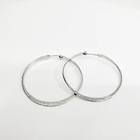 Sterling Silver Hammered Textured Hoop Earrings 39mm