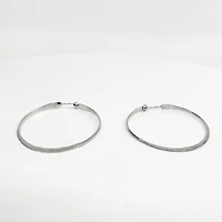 Sterling Silver Hammered Textured Hoop Earrings 39mm