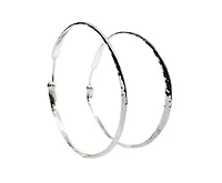 Sterling Silver Hammered Textured Hoop Earrings 39mm