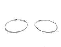 Sterling Silver Hammered Textured Hoop Earrings 39mm