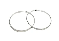 Sterling Silver Hammered Textured Hoop Earrings 39mm