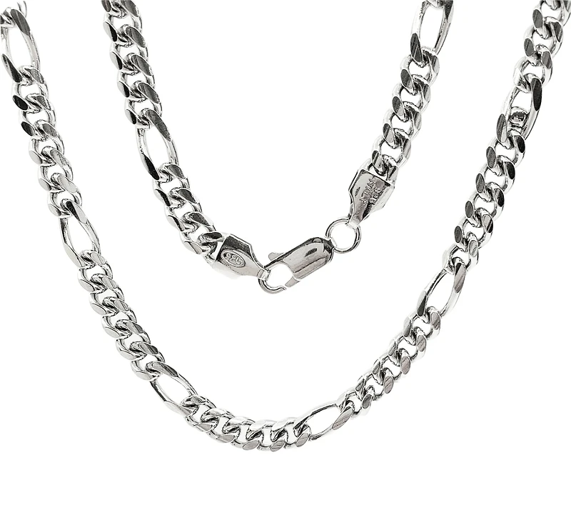 925 Sterling Silver 4.8mm Rhodium Plated Miami Cuban Figaro