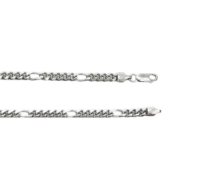 925 Sterling Silver 4.8mm Rhodium Plated Miami Cuban Figaro