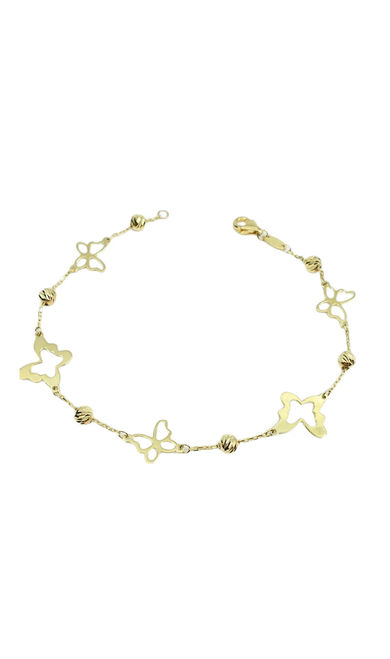 10K Yellow Gold Butterfly Links Bracelet - 7.25 Inches