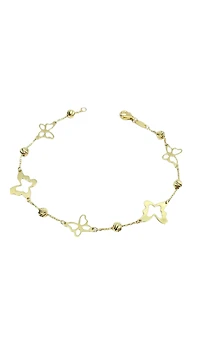 10K Yellow Gold Butterfly Links Bracelet - 7.25 Inches