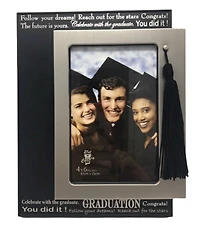 4 X 6 Black with Silver Frame with Hanging Tassle