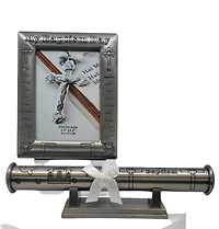 Pewter Baptism Frame with Certificate Holder and Stand